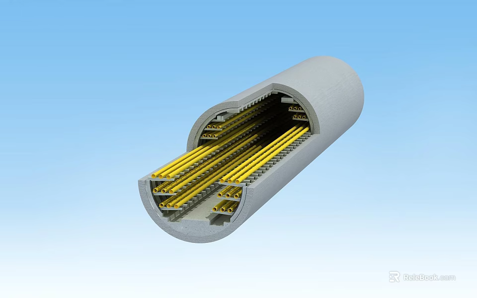 Gray Tubular Road Infrastructure With Yellow Strips Inside Structure 3d model 