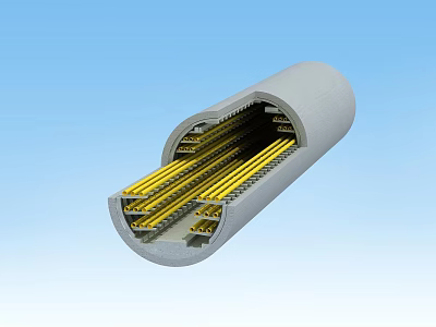 Gray Tubular Road Infrastructure With Yellow Strips Inside Structure 3d model