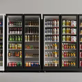 Glass Door Refrigerators Displaying Assorted Beverages And Food Products
