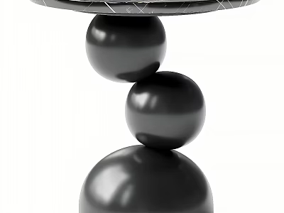 Modern Tea Table With Three Black Spherical Bases And Round Tabletop 3d model
