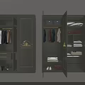 Elegant Green Wardrobe With Golden Accents Hanging Area Drawers And Storage Compartments