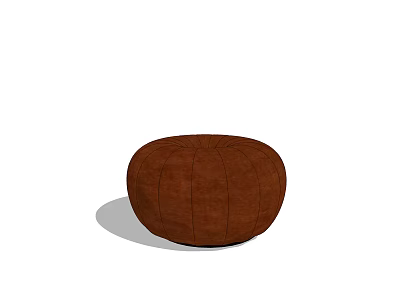 Modern Brown Round Upholstered Ottoman With Stitched Design For Living Room 3d model