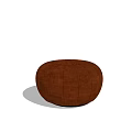 Modern Brown Round Upholstered Ottoman With Stitched Design For Living Room