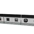 Modern Landscape Wall With Geometric Cutout Windows Brick Base And Black Top Trim 3d model