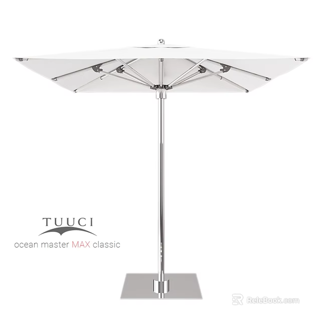 TUCCI Ocean Master MAX Classic Umbrella With Stainless Steel Frame And White Canopy 3d model 