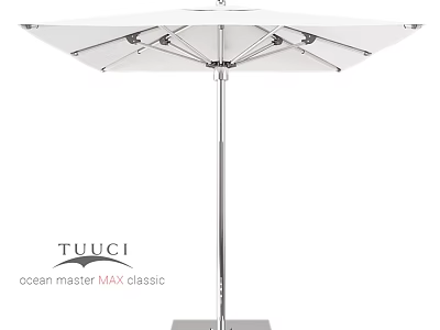 TUCCI Ocean Master MAX Classic Umbrella With Stainless Steel Frame And White Canopy 3d model