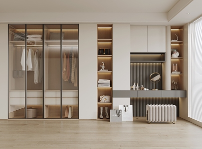 Wardrobe dresser integrated cabinet 3d model