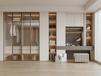 Wardrobe dresser integrated cabinet 3d model