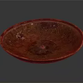Carved Sculptural Bowl With Intricate Textured Surface And Earthy Blue Brown Hues