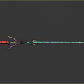 Futuristic Chainsaw With Glowing Green Crystal Blade Red Black Handle Intricate Patterns And Dark Reflection