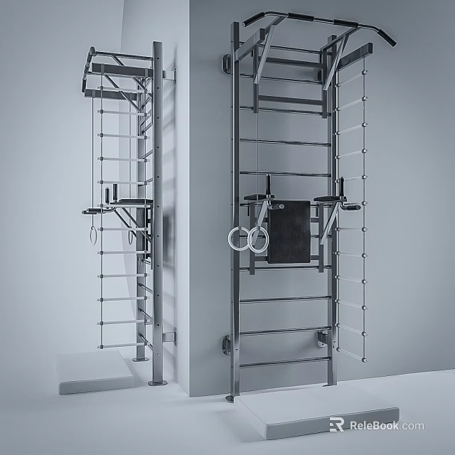 Heavy Duty Steel Sports Training Equipment With Gymnastic Rings And Climbing Bars 3d model 