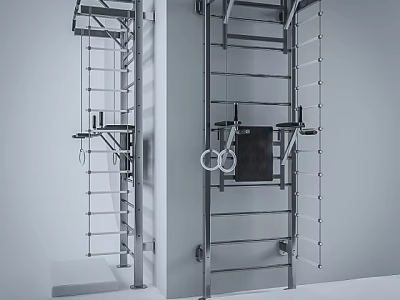 Heavy Duty Steel Sports Training Equipment With Gymnastic Rings And Climbing Bars 3d model