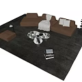 Quiet Style Middle Ancient Sofa Coffee Table Combination Modern Sofa Coffee Table Combination Leisure Sofa Chair Decorations Cream Style Sofa Coffee Table Combination 3d model