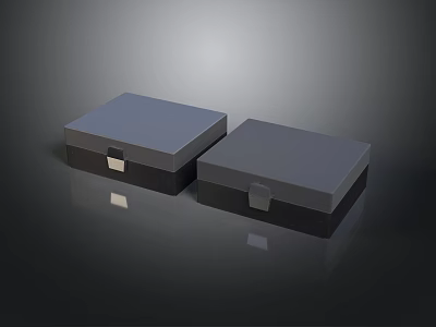 Stylish Gray Storage Boxes With Metal Clasps For Home Organization 3d model