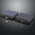 Stylish Gray Storage Boxes With Metal Clasps For Home Organization 3d model