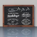 Wooden Swing Door With Chalkboard Holiday Greetings And Festive Patterns