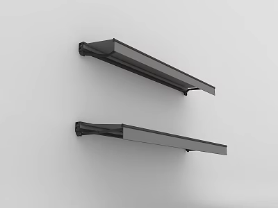 Two Black Awnings Mounted On White Wall With Sleek And Simple Design 3d model