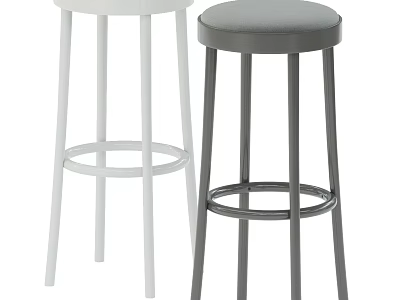 Modern White and Gray Bar Stools with Metal Frame and Padded Seats 3d model