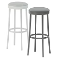 Modern White and Gray Bar Stools with Metal Frame and Padded Seats