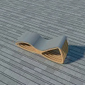 Modern Wooden Public Chair With Curved Ergonomic Structure For Outdoor Plaza Use