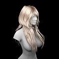 Game Movie Female Character 3D Model with Long Blonde Hair Upper Body on Black Background