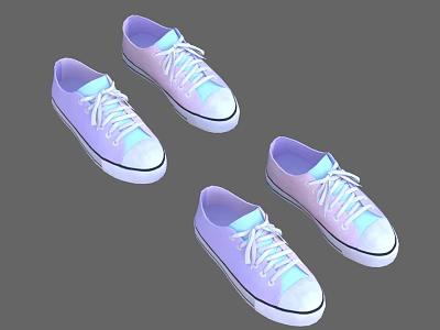 Pastel Purple Pink Casual Canvas Shoes With White Laces And Soles 3d model
