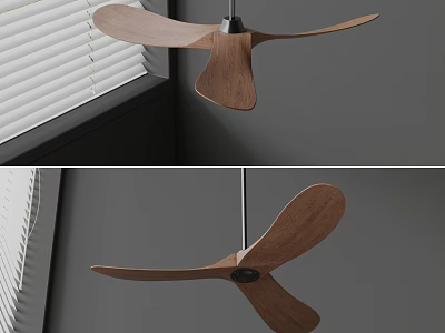 Modern Wooden Blade Ceiling Fan For Home Interior Decoration And Cooling 3d model