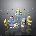 Cute Sweet Desserts Including Ice Cream Cake Star Moon Shaped Treats