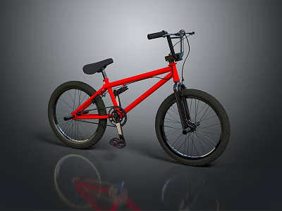 Red BMX Bicycle With Black Seat And Handlebar On Gray Background 3d model