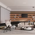 Modern Living Room Interior With Sofa Coffee Table Bookshelf And Floor Lamp
