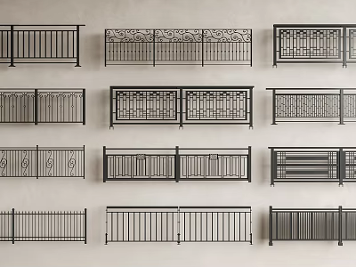 Various Metal Railings With Decorative Patterns Geometric Styles And Intricate Motifs 3d model