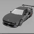 Silver Modern Sports Car With Sleek Body Rear Spoiler And Large Wheels