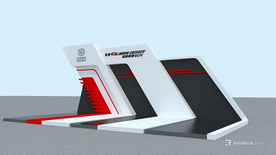 Modern Display Rack For Honda New Generation SUV With Black White Red Design 3d model 