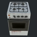 Vintage White Freestanding Gas Stove with Worn Surface Black Oven Door and Four Burners