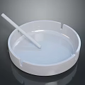 Simple White Round Ashtray With Smooth Surface And Cigarette Holder 3d model