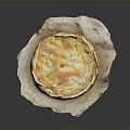 Homemade Golden Brown Chicken Potato Pie On Textured Paper Plate