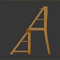 Orange Wooden Step Ladder Chair With Four Steps And Stable Design For Home Use
