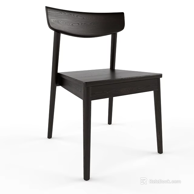 Dark Wooden Leisure Chair With Modern Simple Design And Comfortable Seating 3d model 