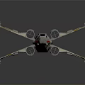 Gray White Interstellar Starfighter With Engines Wings Cockpit And Red Stripes
