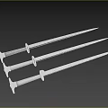 Three Silver Swords with Intricate Patterned Hilts and Long Sharp Blades on Black Background