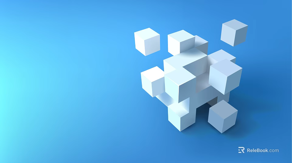 Abstract Commercial Equipment Design With White Cubes On Blue Background 3d model 