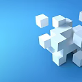 Abstract Commercial Equipment Design With White Cubes On Blue Background