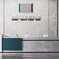 Modern Reception Desk Front Desk Background Wall Vase Chandelier 3d model