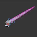 Long Silver Dragon 3D Model With Yellow Accents Red Head And Metallic Design