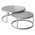 Modern Nesting Round Coffee Tables With Metal Frame And Smooth Stone Top 3d model