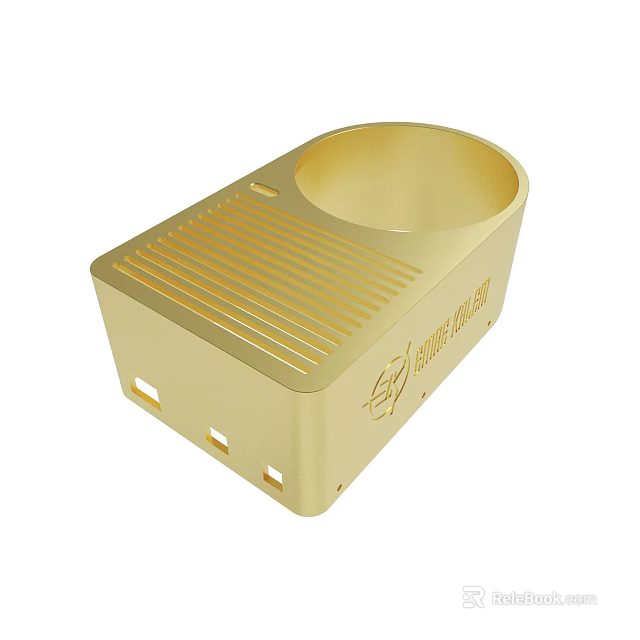 Golden Metal Electronic Case With Striped Design And Engraved SHINING ACE Logo 3d model 