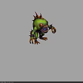 3D Monster Character Design Green Spiked Creature With Large Eyes Sharp Teeth And Clawed Hands 3d model