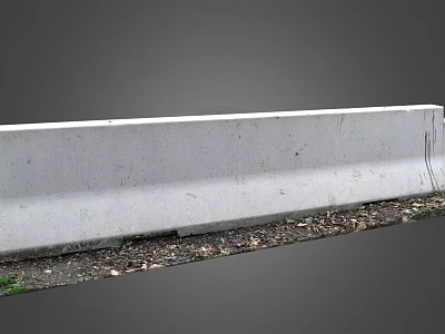 Concrete Curb With Surface Scratches Gravel And Grass At The Bottom 3d model