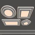 Modern Ceiling Lights With Illuminated Strips In Round Square Rectangular Hexagonal Shapes 3d model