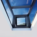 Detached House Roof With Open Skylight And Tile Surface Surrounded By Trees